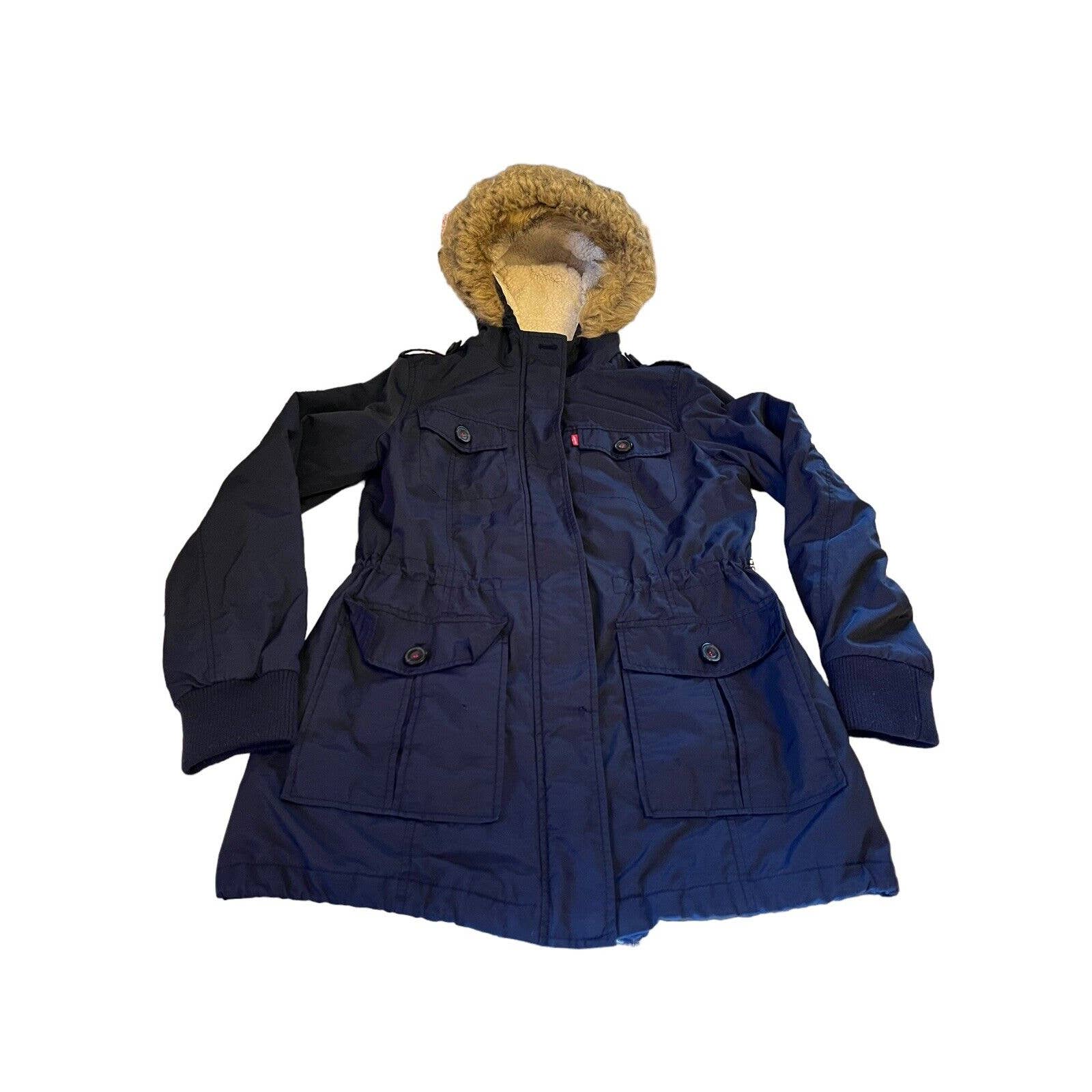 Host Pick Levi Strauss And Co Womens Black Hooded Faux Fur Parka Jacket M